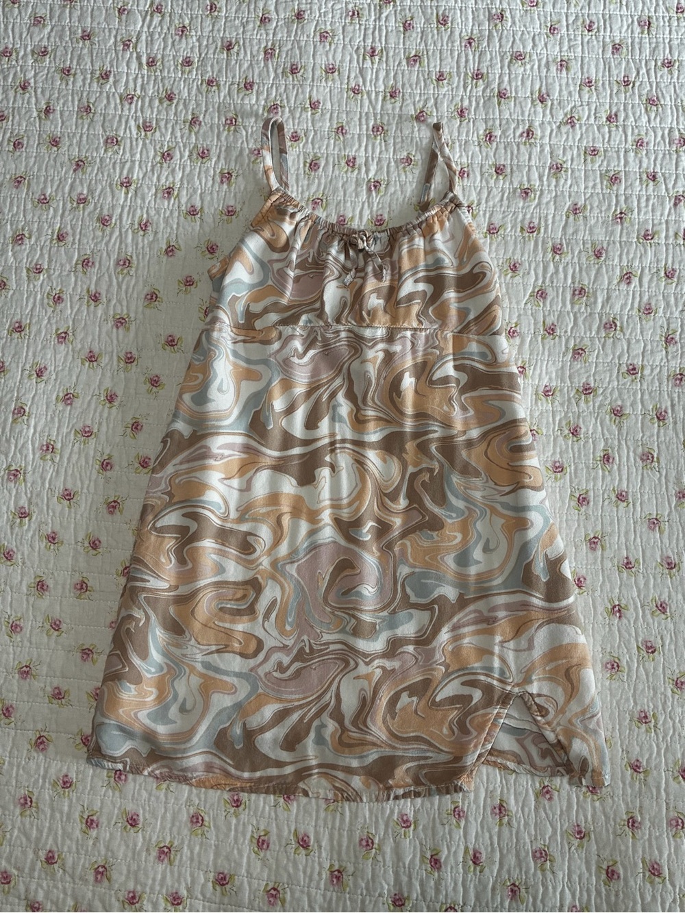 abercrombie kids Swirl Print Slip Dress - Beige, Cream & Light Blue